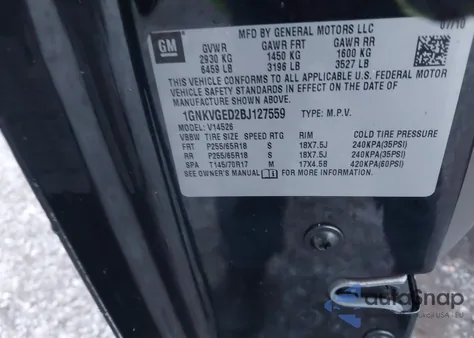 2011 Chevrolet Traverse 1Lt z USA, uszkodzony, nr VIN 1GNKVGED2BJ127559